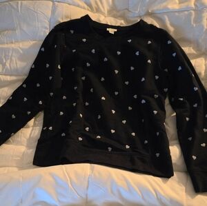 J Crew Navy Heart Patterned Sweatshirt